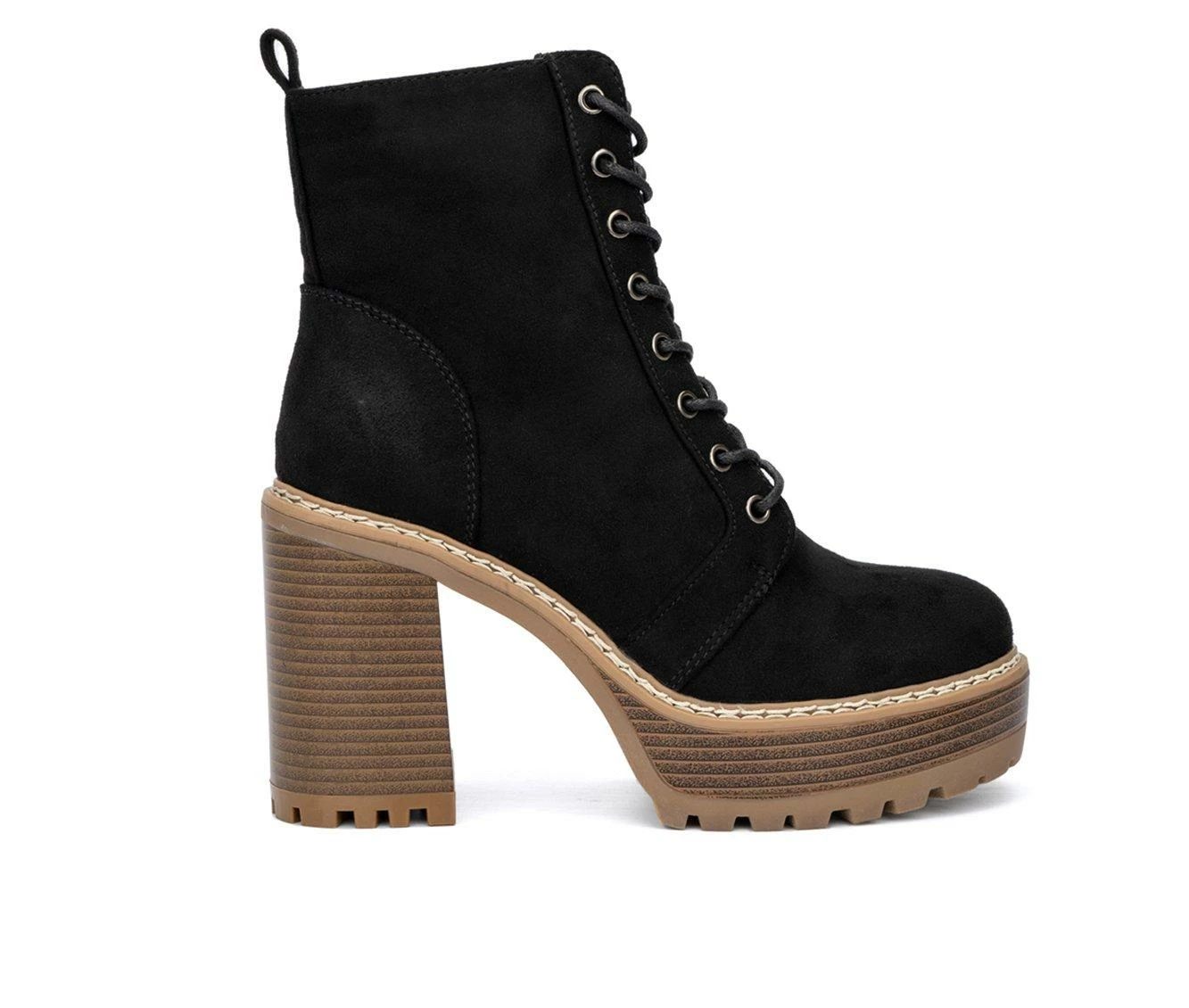 Women's Olivia Miller Evie Platform Heeled Lace Up Boots - Image 2
