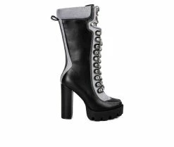 Women's London Rag Igloo Knee High Lace Up Heeled Boots