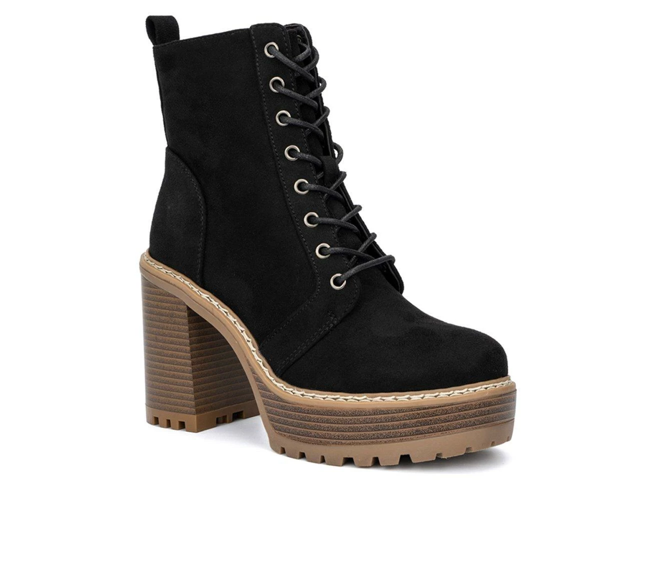 Women's Olivia Miller Evie Platform Heeled Lace Up Boots - Image 3